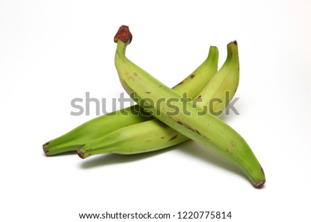 Plantain bananas isolated on white background Royalty-Free Stock Photo #1220775814