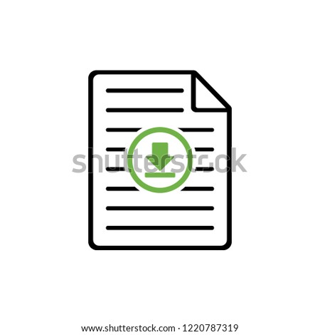 Download document icon, Text file, vector illustration