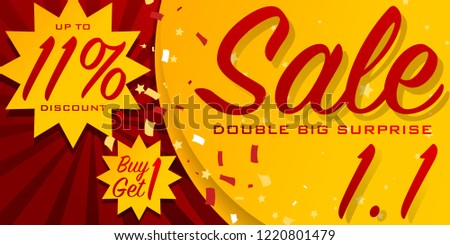Vector Illustration for “01.01 Super Sale” Banner Promotion Double Sale with typographic for discount and buy 1 get 1 free