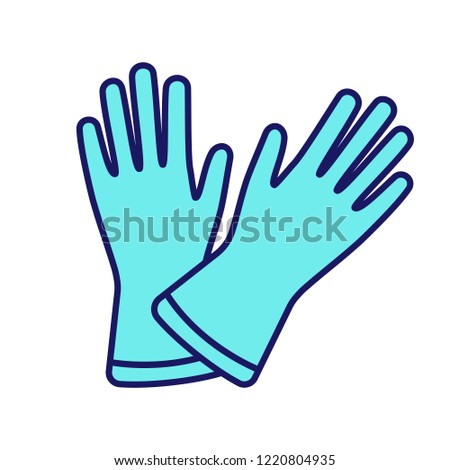 Household gloves color icon. Medical latex gloves. Isolated vector illustration