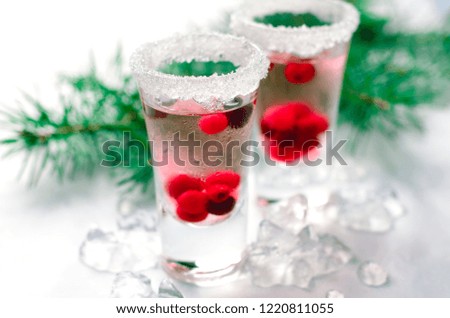 Cranberry Cocktail with Ice On White Background, Refreshing Drink