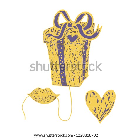 yellow mout holding a thread with gift box as balloon isolated on a white background