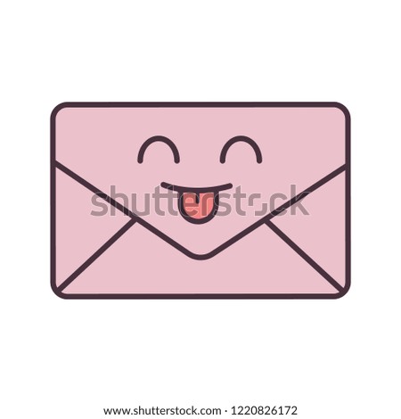 Smiling email character color icon. Quick and easy messenger. Envelope. Letter. Mailing. Emoji, emoticon. Isolated vector illustration