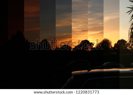 Sunset, time lapse photography in the style of Daniel Marker-Moore