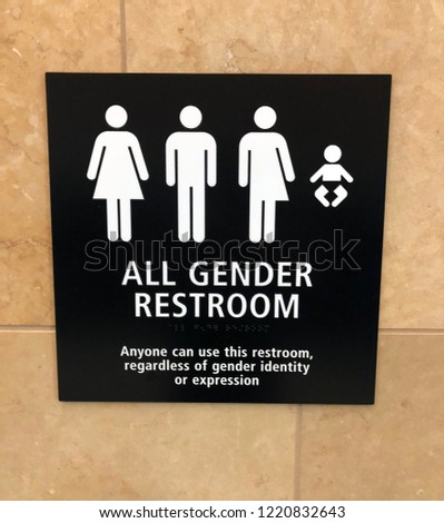 All Gender restroom sign posted outside public bathroom