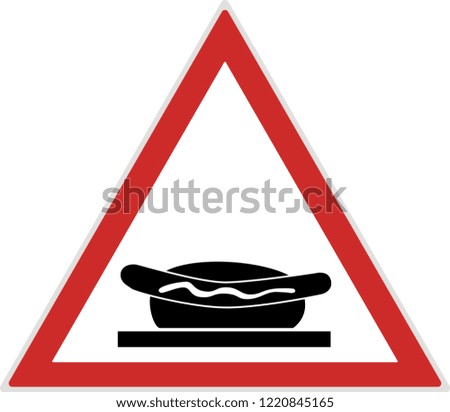 hot dog sausage with sauce abstract warning road sign icon ecology restaurant junk food healthy lifestyle raster background