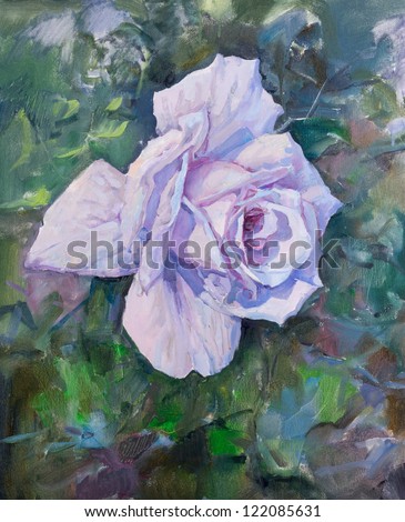 Beautiful violet rose, painting