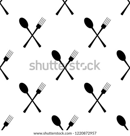 Vector illustration. fork cross spoon seamless pattern on white background. Restaurant menu design.