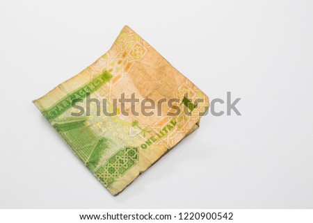one riyal saudi arabian money paper banknotes on white background