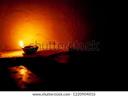Candles, Lamps,Diyas lit for Hindu (Indian) festival of light Diwali