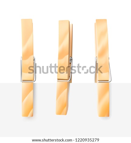 Wooden clothespin isolated on white background. Front and side view. Can be use for template your design, presentation, promo, ad. EPS10.