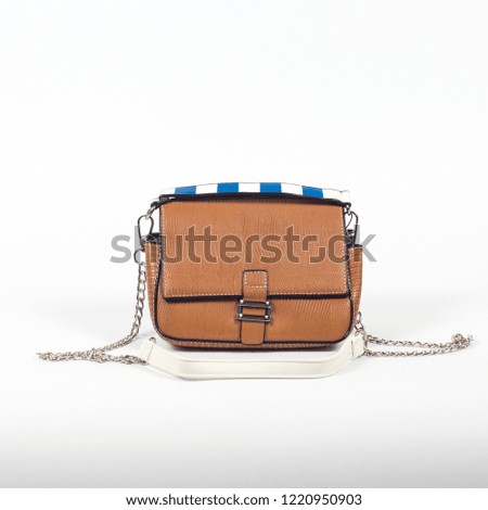 elegant leather ladies handbag isolated on white background