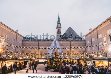 Christmas Market in Salzburg Royalty-Free Stock Photo #1220960974