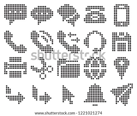 Collection of dotted icons: User interface. Set #3