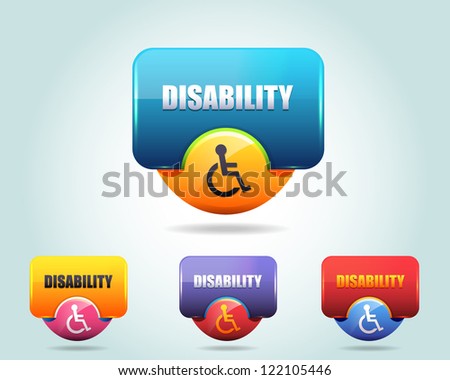 Vector Glossy Disabled Icon/Button and multicolored