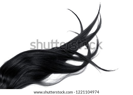 Disheveled black hair isolated on white background