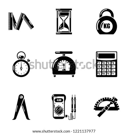 Measurement device icons set. Simple set of 9 measurement device vector icons for web isolated on white background