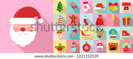 Christmas icon set. Flat set of christmas vector icons for web design