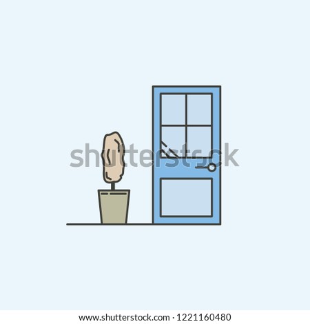 door with pot of plant icon. Element of house hold icon for mobile concept and web apps. Colored door with pot of plant icon can be used for web and mobile