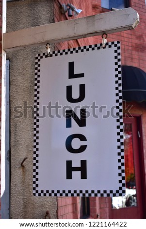 Lunch Sign Hanging Outside A Cafe