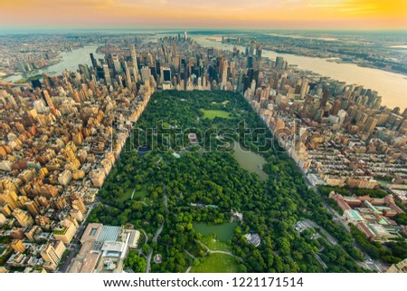 New York Central park aerial view in summer Royalty-Free Stock Photo #1221171514