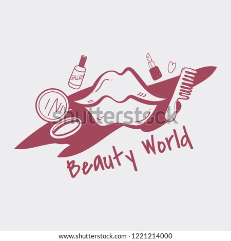 Beauty world makeup shop logo vector