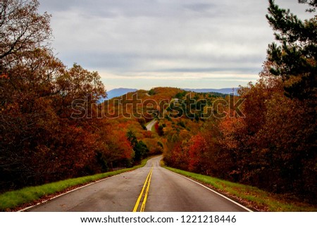 Talimena National Scenic Byway Fall Colors Royalty-Free Stock Photo #1221218446