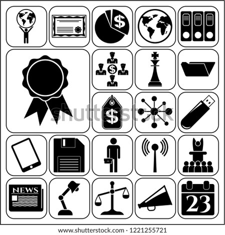 Set of 22 business icons, pictograms, symbols. Collection. Flat design. Vector Illustration.