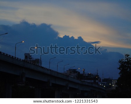 Photographs of clouds in the evening sky