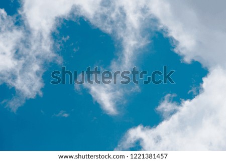 Blue sky with white clouds on summer day in Carpathian