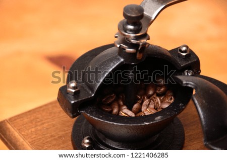 Coffee mill and  coffee beans, Japan