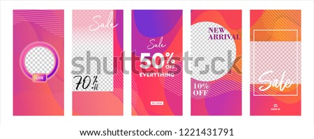 set of Instagram stories sale banner background, instagram template photo, summer sale can use for, website, mobile app, poster, flyer, coupon, gift card, smartphone template, web design Royalty-Free Stock Photo #1221431791