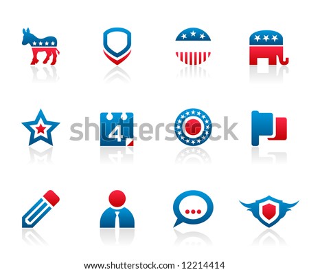 Set of 12 political election campaign icons and graphics