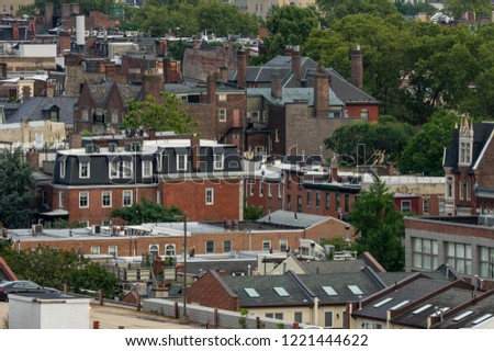 A high angle view of the residential district of Philadelphia.