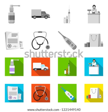 Vector illustration of pharmacy and hospital logo. Collection of pharmacy and business stock symbol for web.