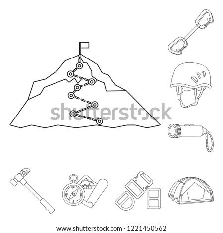 Isolated object of mountaineering and peak symbol. Collection of mountaineering and camp stock symbol for web.