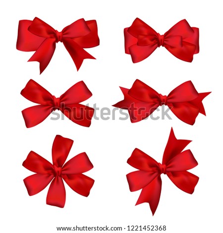 ribbon and bow illustration, valentines day design elements isolated on white background, festive clip art