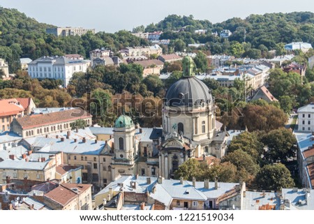 Lviv, city view, historical city center, Ukraine, Western Ukraine. Lviv roofs