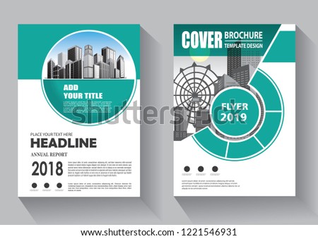 Brochure template layout, cover design annual report, magazine, flyer or booklet in A4 with green geometric shapes on polygonal background