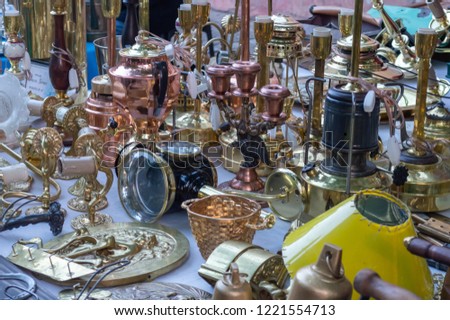 Antique objects in a flea market in Cordoba Argentina