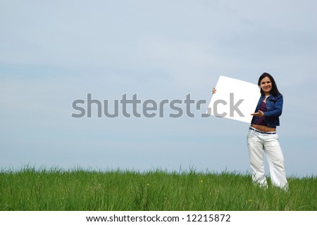 woman with banner