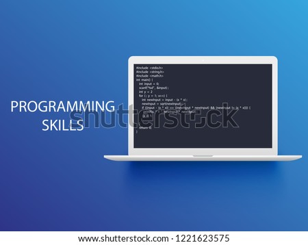 programming language with example code on screen text