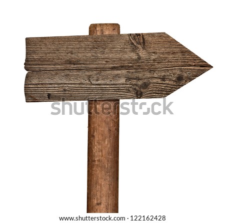 collection of various  empty wooden sign on white background. each one is shot separately