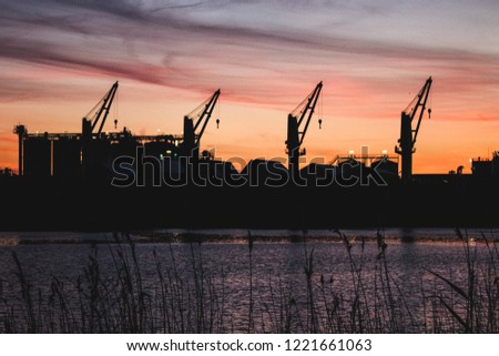 Construction by sunset 