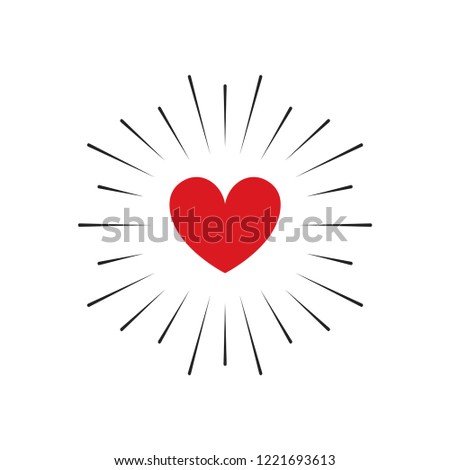 Heart with Sun Burst Vector Illustration