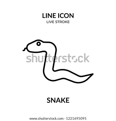 snake vector, animal line icon with live stroke,  Flat design