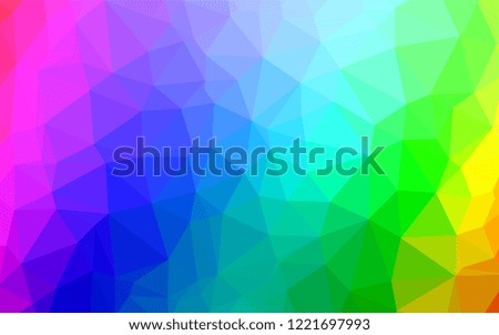 Light Multicolor, Rainbow vector blurry hexagon template. Shining illustration, which consist of triangles. The completely new template can be used for your brand book.