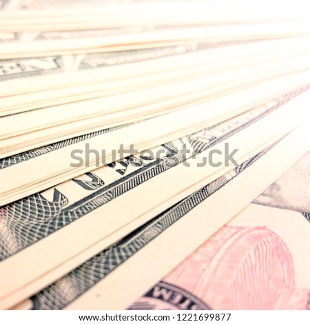 ten dollar bills on the table close-up