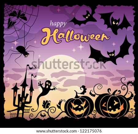 Purple Halloween Background for greeting card
