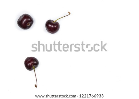composition cherry on perfect white background with copyspace